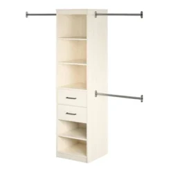 Kelly 5 Shelf 2 Drawer Closet Organizer With 3 Adjustable Hanging Rods Ivory Oak - Novogratz -Furniture Series Store GUEST 512deca1 d68f 4996 aa08 d1b80d06f351