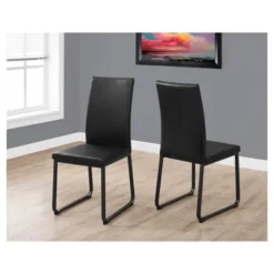 2pc Dining Chair Leather Black - EveryRoom