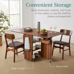 Best Choice Products Multipurpose Folding Table W/ Built-in Wheels, 3 Storage Shelves, Cubby, Carrying Handle -Furniture Series Store GUEST 5141e84d bf19 4c65 a944 35fbacd4284d