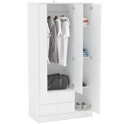 Denmark 3 Door And 2 Drawer Wardrobe White - Polifurniture 2 Denmark 3 Door And 2 Drawer Wardrobe White - Polifurniture - Image 2