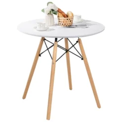 Costway Dining Table Round White Modern Dining Table 31.5'' W/Solid Wooden Leg For Kitchen -Furniture Series Store GUEST 5177e517 3db4 4db5 afa5 652247cb6017