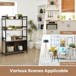 Costway 3-Tier Baker's Rack Industrial Kitchen Microwave Oven Stand W/Storage Cabinet -Furniture Series Store GUEST 538446b7 a6af 4c99 bd96 2d11feee3a79