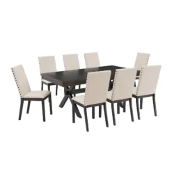 9pc Hayden Extendable Dining Set With 8 Upholstered Chairs Slate - Crosley -Furniture Series Store GUEST 5397fbc8 e7a5 4961 9194 c0abb99de453