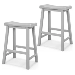 Costway Set Of 2 Saddle Bar Stools Counter Height Dining Chairs With Wooden Legs Black/Grey -Furniture Series Store GUEST 547edf2a b69d 47e0 b7e9 c705c238ac74