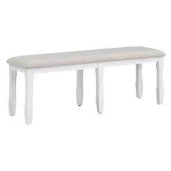 6 PCS Classic Wood Extendable Dining Table Set, Rectangular Table With 4 Upholstered Chairs & Bench, Gray+White-ModernLuxe 25 6 PCS Classic Wood Extendable Dining Table Set, Rectangular Table With 4 Upholstered Chairs & Bench, Gray+White-ModernLuxe -Furniture Series Store GUEST 54fd75a4 1f00 48c7 a09e 862acada3277