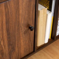 Modern Vinyl Record Player Storage TV Stand For TVs Up To 65" Dark Walnut - Saracina Home -Furniture Series Store GUEST 5506d0d6 4998 4dc3 9b64 c3867146005b