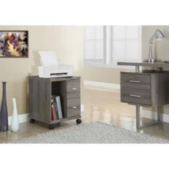 Monarch Specialties Reclaimed-Look 2 Drawer Computer Stand/Castor