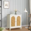 Jamie 31.5" W Rattan Doors Multi-functional Storage Antique Accent Cabinets With Adjustable Inner Shelf And Pine Legs-Maison Boucle