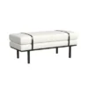 Upholstered Bench With Metal Base Cream Boucle - HomePop