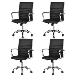 Costway Set Of 4 PU Leather Office Chair High Back Conference Task Chair W/Armrests -Furniture Series Store GUEST 57a66194 1f6e 4012 90e2 1fd9b4f22baa