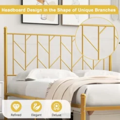 Costway Full/Queen/Twin Size Metal Platform Bed Frame Vintage Headboard Mattress Foundation Gold -Furniture Series Store GUEST 58077c41 f6be 4d61 b3dd 3e6bc5e6b6e9