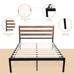Costway Twin Size Metal Platform Bed Frame Mattress Foundation Wooden Headboard -Furniture Series Store GUEST 5864ee8c b72c 4408 ad90 df981079b799