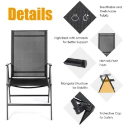 Costway 4PCS Patio Folding Dining Chair Recliner Adjustable Black 13 Costway 4PCS Patio Folding Dining Chair Recliner Adjustable Black -Furniture Series Store GUEST 593e9472 9b9a 45b0 aecb afad3a32ac1b