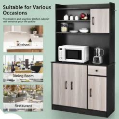 Costway 4-Door 71'' Kitchen Buffet Pantry Storage Cabinet W/Hutch Adjustable Shelf WhiteBlack 14 Costway 4-Door 71'' Kitchen Buffet Pantry Storage Cabinet W/Hutch Adjustable Shelf WhiteBlack -Furniture Series Store GUEST 5977a76b 06aa 4e7c 8714 72e8e176eaa7