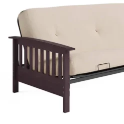 Full Size Holly Espresso Wood Arm Futon Frame With 6" Microfiber Mattress Tan - Room & Joy -Furniture Series Store GUEST 59945e8b d1fc 4063 afb2 818c8b32505f