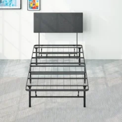 SmartBase With Upholstered Headboard Bed Black - Zinus -Furniture Series Store GUEST 5a576d3c 20ab 4cc9 914f adc1f05409e1