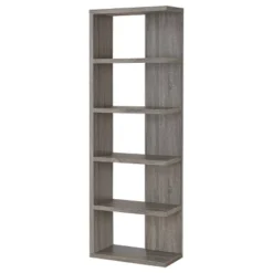 70.75" Rustic 5 Shelf Bookcase Weathered Gray - Coaster -Furniture Series Store GUEST 5c3e2d2a 8b16 4e19 8919 5e35e6cc62ed