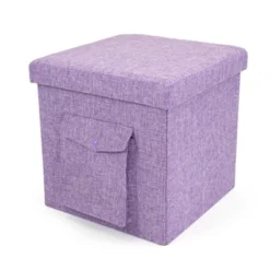 Folding Storage Ottoman With Exterior Multi Purpose Pocket - Humble Crew -Furniture Series Store GUEST 5ccd2c99 39d9 4a9b 891a aa9fd5e0d7b0