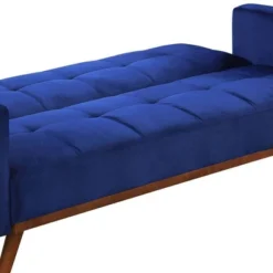 76" Tanitha Sofa Blue Velvet/Natural Finish - Acme Furniture -Furniture Series Store GUEST 5dfd7632 e9bd 489e 9edf 2eb3dec0f8e7
