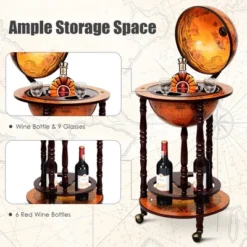 Costway 17.5'' Wood Globe Wine Bar Stand 16th Century Italian Rack Liquor Bottle Shelf 10 Costway 17.5'' Wood Globe Wine Bar Stand 16th Century Italian Rack Liquor Bottle Shelf -Furniture Series Store GUEST 5e3da795 52b6 4f8e 9365 4c304a05c55b