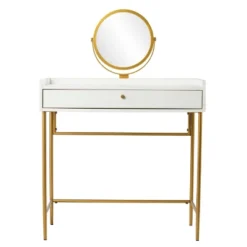 Randburg Vanity Table With Mirror White/Gold - Aiden Lane 11 Randburg Vanity Table With Mirror White/Gold - Aiden Lane -Furniture Series Store GUEST 5e946b7c d2dc 4daa 9e75 6d3be1eebdd1