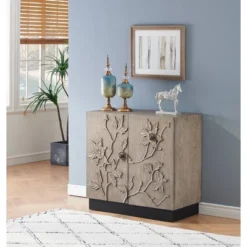 Rox Floral Patterned 2 Door Storage Cabinet Natural Gray/Black - Treasure Trove 8 Rox Floral Patterned 2 Door Storage Cabinet Natural Gray/Black - Treasure Trove -Furniture Series Store GUEST 5effc385 7ebc 44c6 9be6 7b2e4a32452d