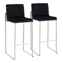 Set Of 2 Fuji High Back Stainless Steel/Velvet Barstools - LumiSource -Furniture Series Store GUEST 5fdcdef5 b770 4a2f ac90 73cdd49ffd4d