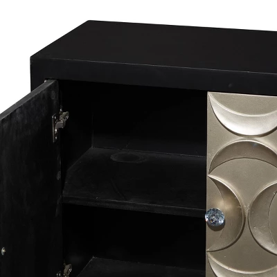 Modern Crescent Moon Pattern Wood Rectangle Cabinet Black - Olivia & May 4 Modern Crescent Moon Pattern Wood Rectangle Cabinet Black - Olivia & May - Image 4