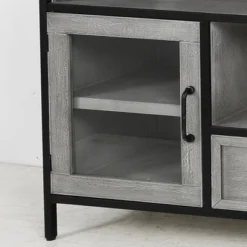 2 Doors And 1 Drawer Wood And Metal Cabinet Brown - StyleCraft