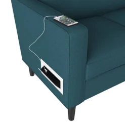 Philbin Square Arm Sofa With USB & Power Ports Linen Peacock Blue - Handy Living -Furniture Series Store GUEST 60feef9f 812c 45be 84ae b2cd1f932657