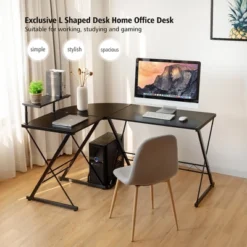 Costway 58'' X 44'' L-Shaped Computer Gaming Desk W/ Monitor Stand & Host Tray Home Office -Furniture Series Store GUEST 612c706e c4e2 4f80 a308 cccceb67dde3