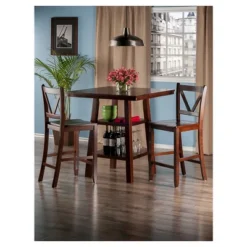 3pc Orlando 2 Shelves Counter Height Dining Set Wood/Walnut - Winsome -Furniture Series Store GUEST 614b8e91 af8f 4369 9ff9 8df89c314259
