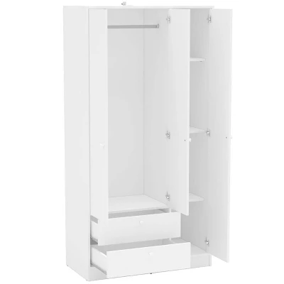 Denmark 3 Door And 2 Drawer Wardrobe White - Polifurniture 1 Denmark 3 Door And 2 Drawer Wardrobe White - Polifurniture