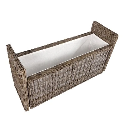 Happimess Naples 47.50" Wicker Trunk Storage Bench, Gray 3 Happimess Naples 47.50" Wicker Trunk Storage Bench, Gray - Image 3