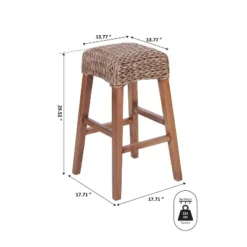 JONATHAN Y Maui Rustic Bohemian Hyacinth/Wood Backless Bar Stool, Brown Wash Woven Seat With Natural Wood Frame -Furniture Series Store GUEST 61ac7b17 464c 46e4 a638 a8e512bf9b03