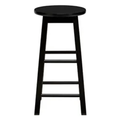 PJ Wood Classic Round Seat 29" Tall Kitchen Counter Stools For Homes, Dining Spaces, And Bars With Backless Seats & 4 Square Legs, Black (Set Of 6) -Furniture Series Store GUEST 61b79a27 f6fa 43ab b82d 7c029444d4ad
