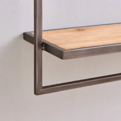 17" X 7.9" Floating Industrial Wood Wall Shelf With Metal Towel Bar Black - Danya B. -Furniture Series Store GUEST 623ca22c d6d2 4dc4 b7b5 87292121d304