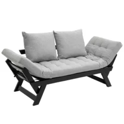 HOMCOM Single Person 3 Position Convertible Chaise Lounger Sofa Bed With 2 Large Pillows And Oak Frame 17 HOMCOM Single Person 3 Position Convertible Chaise Lounger Sofa Bed With 2 Large Pillows And Oak Frame -Furniture Series Store GUEST 643ba01c b2ed 45b3 b40a 8a38ddffe655
