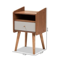 Elario Wood 1 Drawer Nightstand White/Walnut/Brown - Baxton Studio -Furniture Series Store GUEST 644a0e93 3921 416a 90ee fcd84739e3b4