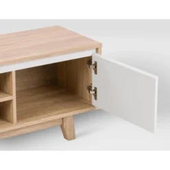 Fort Worth TV Stand For TVs Up To 68" White/Brown Wood Grain - CorLiving -Furniture Series Store GUEST 644b3859 280e 4cc6 8c92 ade1ca02835b