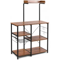 Costway 4-Tier Vintage Kitchen Baker's Rack Utility Microwave Stand W/ Basket & 5 Hooks 22 Costway 4-Tier Vintage Kitchen Baker's Rack Utility Microwave Stand W/ Basket & 5 Hooks -Furniture Series Store GUEST 65643966 2c05 48c1 81b0 8cfbbf53ef78