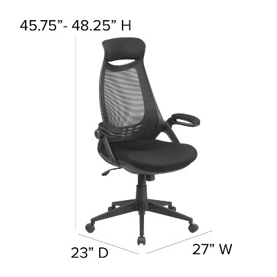 Flash Furniture Ivan High Back Black Mesh Executive Swivel Office Chair With Flip-Up Arms 3 Flash Furniture Ivan High Back Black Mesh Executive Swivel Office Chair With Flip-Up Arms - Image 3