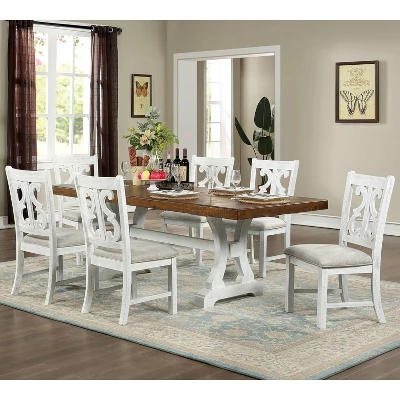 7pc Lexin Rustic Dining Set Distressed White/ Distressed Dark Oak - MiBasics 1 7pc Lexin Rustic Dining Set Distressed White/ Distressed Dark Oak - MiBasics
