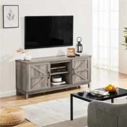 Yaheetech Farmhouse TV Stand For TVs Up To 65in Entertainment Center With Storage Cabinet