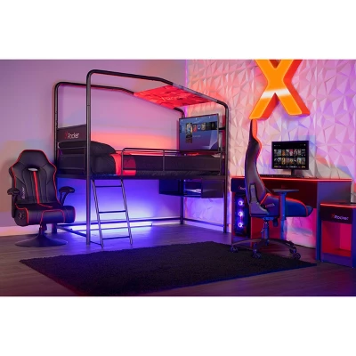 Twin Contra Customizable Mid-Sleeper Gaming Bed With TV Mount For TVs Up To 32" Black - X Rocker 10 Twin Contra Customizable Mid-Sleeper Gaming Bed With TV Mount For TVs Up To 32" Black - X Rocker - Image 10