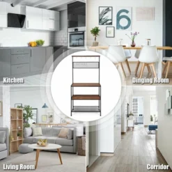 Costway 4-Tier Kitchen Bakers Rack Microwave Oven Stand Industrial W/Hooks & Mesh Panel -Furniture Series Store GUEST 699b2b91 c949 403d 8751 05a2a75d3a47