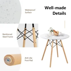 Costway Dining Table Round White Modern Dining Table 31.5'' W/Solid Wooden Leg For Kitchen -Furniture Series Store GUEST 699bdd19 c379 4a9e b040 dd55b7e7c917