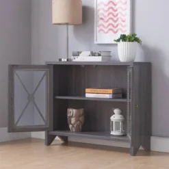 Yanga 1 Shelf Accent Cabinet Distressed Gray - MiBasics -Furniture Series Store GUEST 6a147cc6 4d68 4a7c a147 d5aa1757fc67