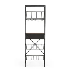 Boster Boho Industrial 21 Bottle Floor Wine Rack With Storage Natural/Black - Christopher Knight Home -Furniture Series Store GUEST 6b0b6ce6 d421 4089 8392 7d134756ca49