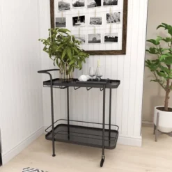 Contemporary Metal Bar Cart Black - Olivia & May 36 Contemporary Metal Bar Cart Black - Olivia & May -Furniture Series Store GUEST 6b1b2a38 1d21 41e0 89a1 2ec20720c774